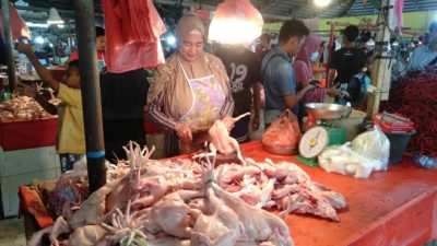 Pedagang Ayam Potong di Pasar Angso Duo