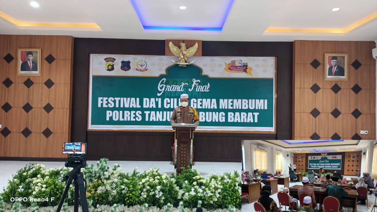 Kapolres Tanjab Barat, AKBP Guntur Saputro Membuka Kegiatan Festival Da'i Cilik Gema Membumi.