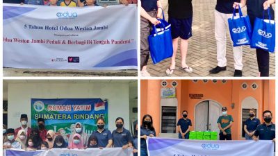 Rayakan ultah ke-5, Hotel Odua Weston Jambi gelar bakti sosial. SELOKO.ID/EKO WIJAYA.