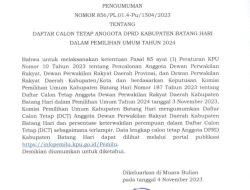 Daftar Calon Tetap Caleg DPRD Kabupaten Batanghari di Pemilu 2024