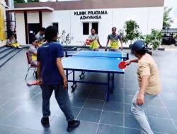 Perlombaan HUT RI di Kejati Jambi, Jurnalis Metro TV Untung Iskandar Raih Juara Tenis Meja 